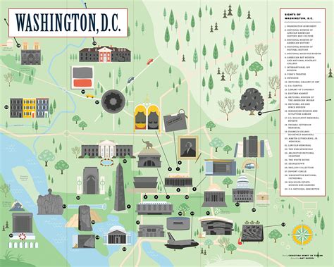 Map of Washington DC monuments